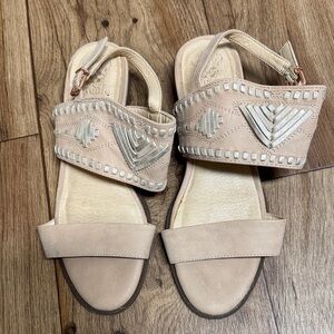 Vince Camuto Beige Sandals with Silver Accents